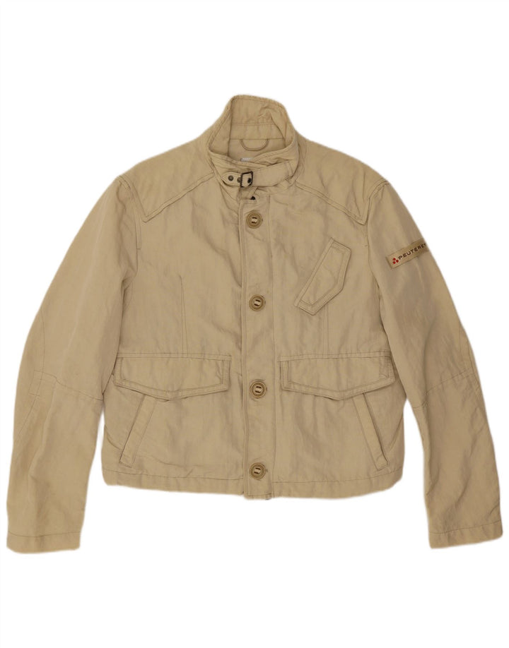 PEUTEREY Womens Crop Bomber Jacket IT 54 3XL Beige Polyamide