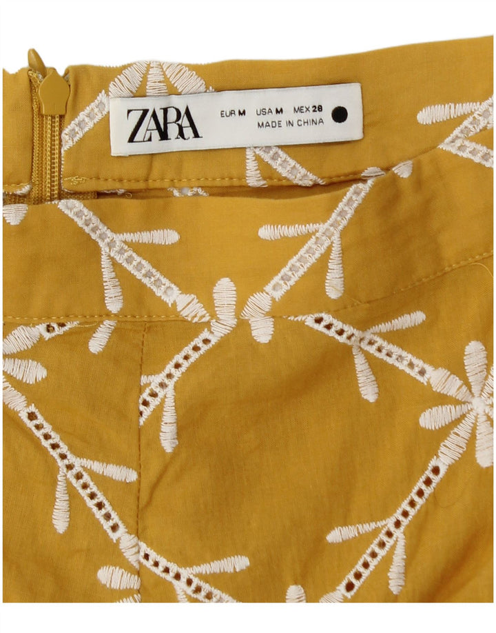 Zara Womens A-Line Skirt Medium W28  Yellow Floral