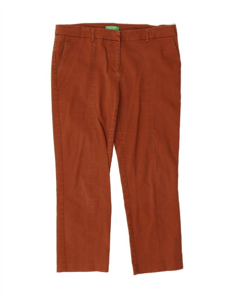 BENETTON Womens Straight Cropped Trousers UK 12 Medium W30 L24 Brown Vintage Benetton and Second-Hand Benetton from Messina Hembry 