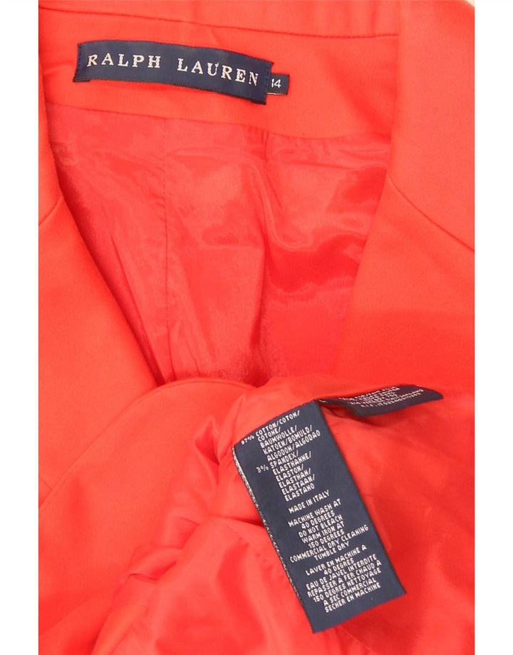 Ralph Lauren Womens 3 Button Blazer Jacket US 14 XL Red Cotton
