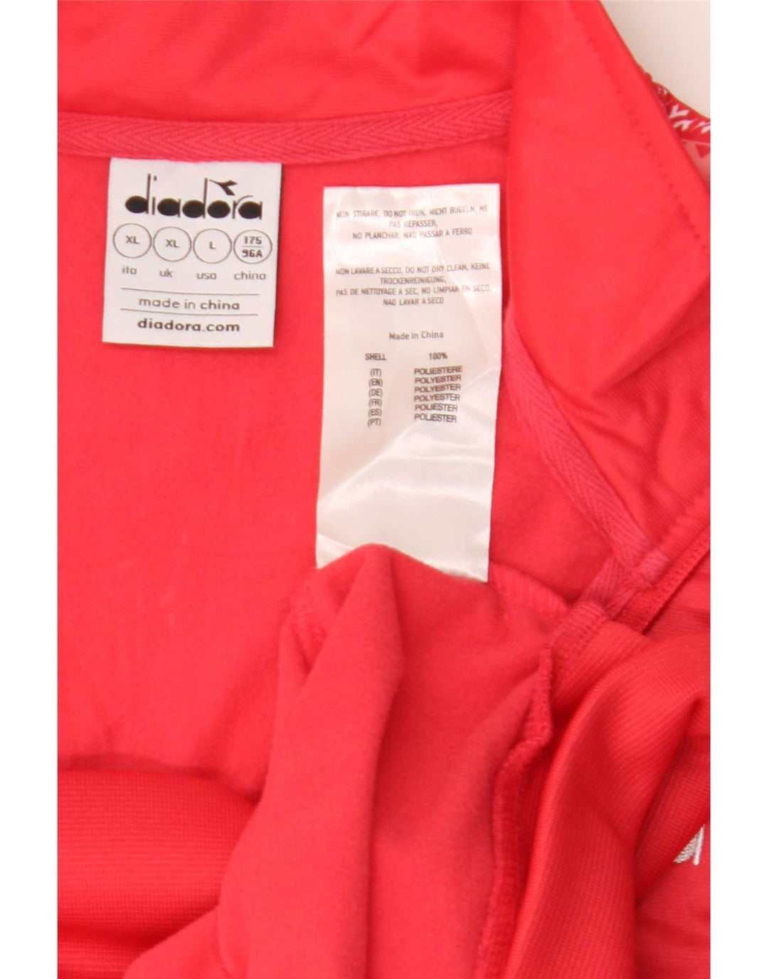 Diadora Womens Graphic Tracksuit Top Jacket UK 18 XL Red Polyester
