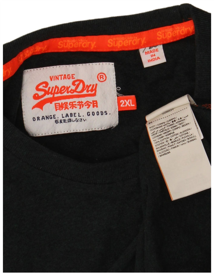 SUPERDRY Mens T-Shirt Top 2XL Green Cotton