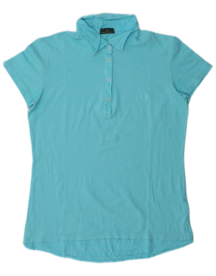 Fred Perry Womens Polo Shirt UK 14 Large Blue Cotton