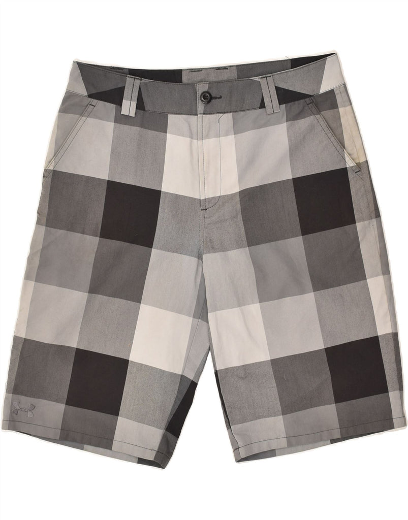 UNDER ARMOUR Boys Chino Shorts 13-14 Years XL W30 Black Check Polyester | Vintage Under Armour | Thrift | Second-Hand Under Armour | Used Clothing | Messina Hembry 