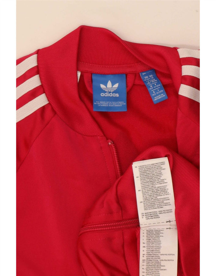Adidas Girls Graphic Tracksuit Top Jacket 11-12 Years Red Polyester