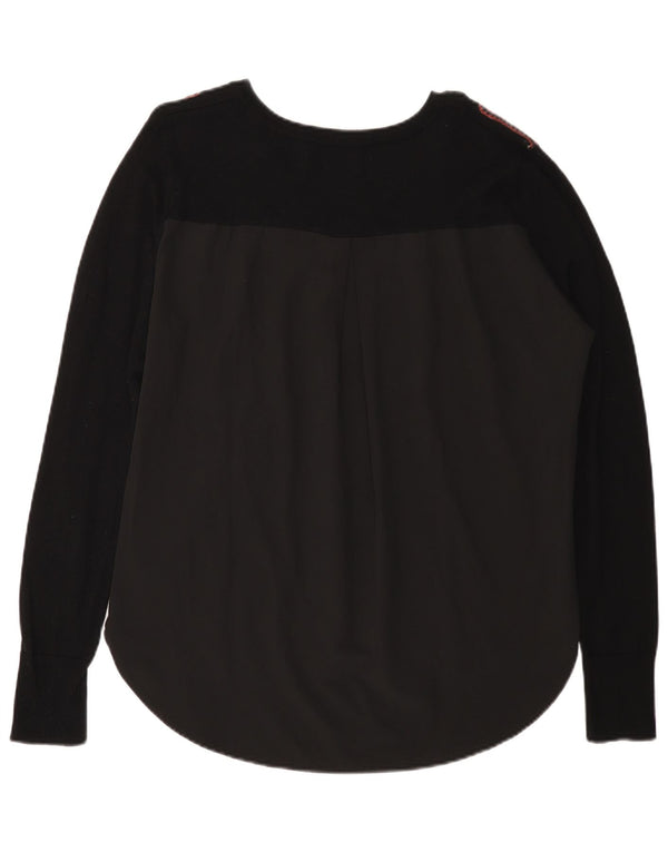Desigual Womens V-Neck Jumper Sweater UK 20 2XL Black Paisley