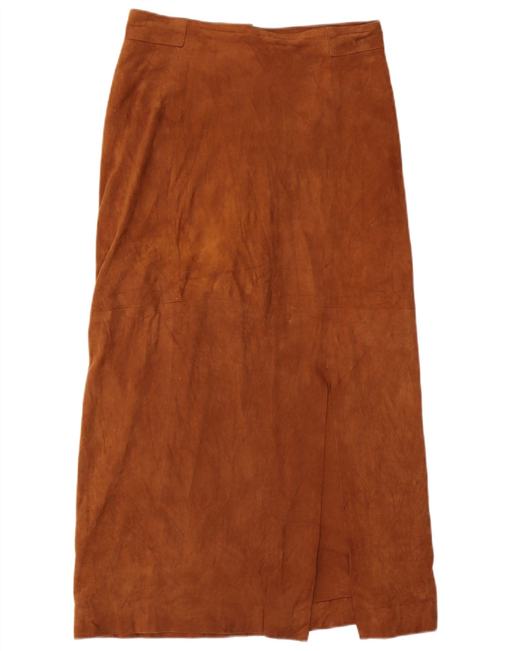 Vintage Womens Suede Maxi Skirt Medium W30 Brown