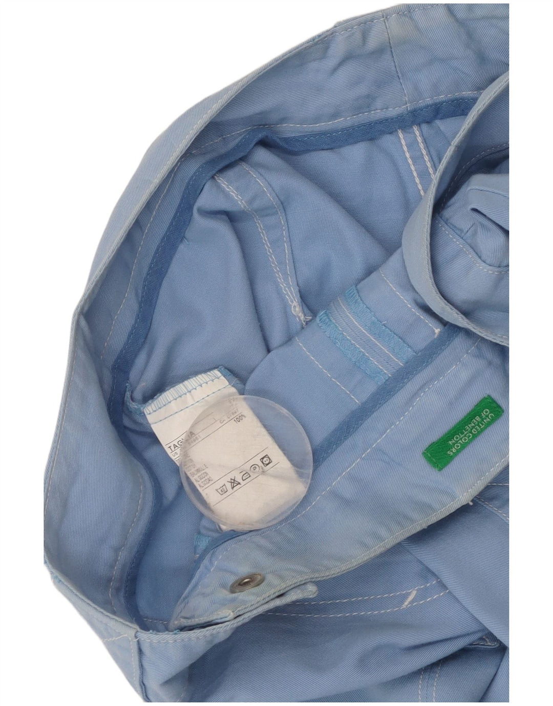 Benetton Womens Straight Cropped Trousers W30 L23 Blue Cotton