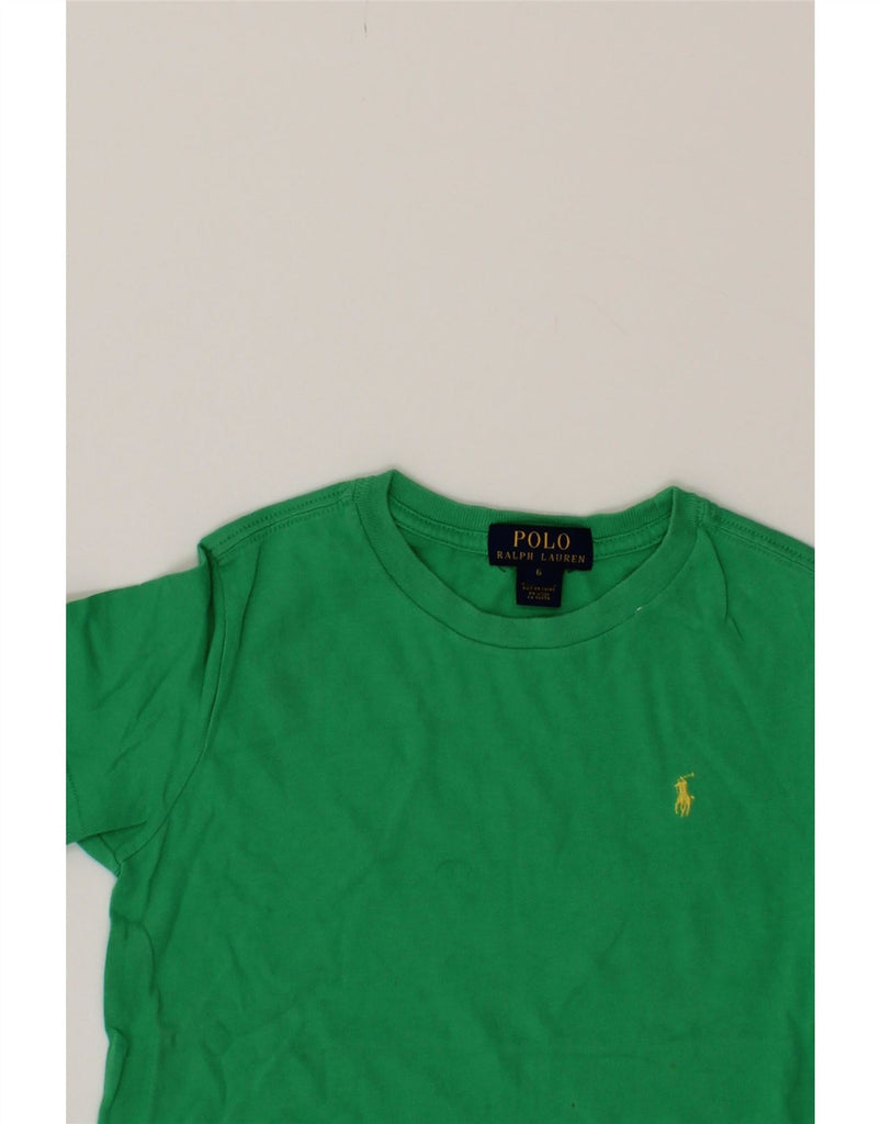 POLO RALPH LAUREN Boys T-Shirt Top 5-6 Years  Green Cotton Vintage Polo Ralph Lauren and Second-Hand Polo Ralph Lauren from Messina Hembry 