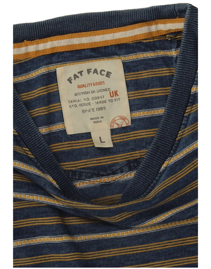Fat Face Mens T-Shirt Top Large Blue Striped Cotton