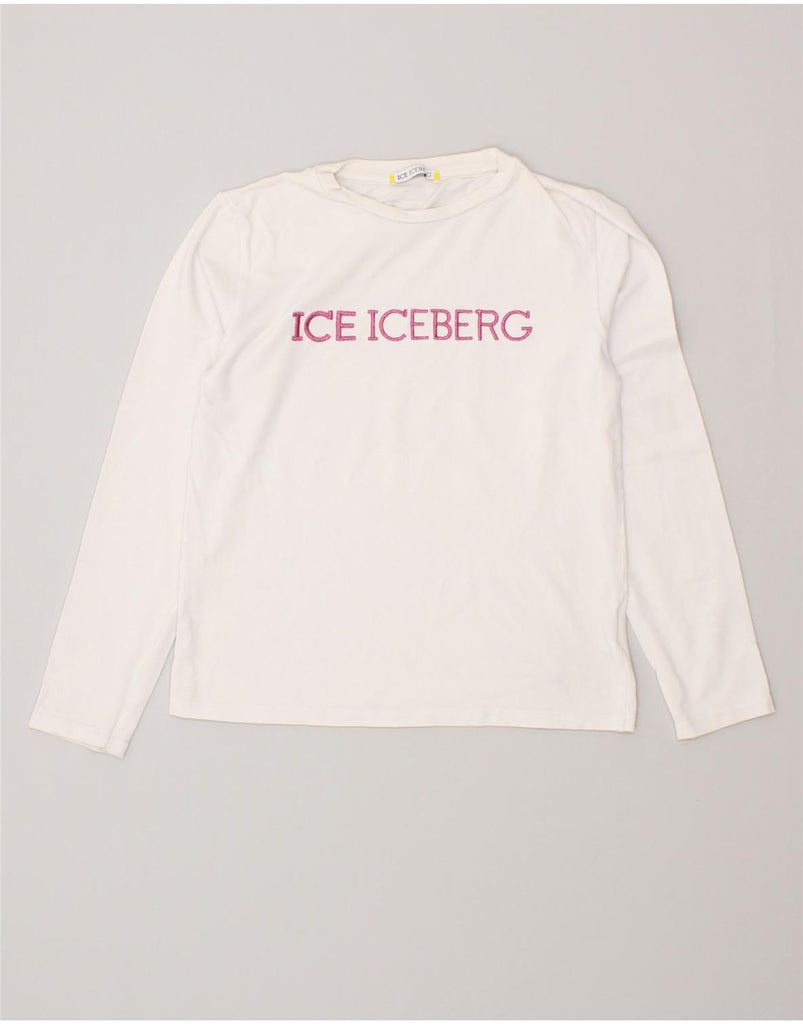 ICEBERG Girls Graphic Top Long Sleeve 13-14 Years White Cotton | Vintage Iceberg | Thrift | Second-Hand Iceberg | Used Clothing | Messina Hembry 