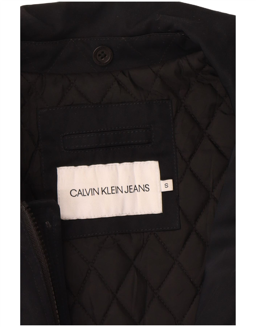 Calvin Klein Jeans Mens Bomber Jacket UK 36 Small Black Polyester