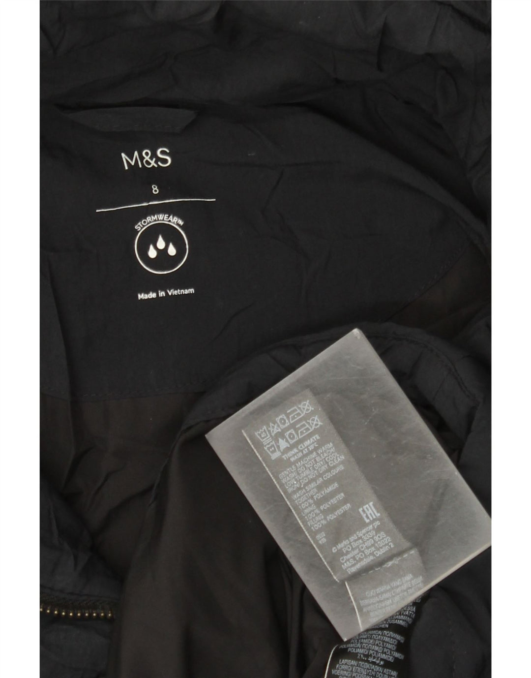 Marks & Spencer Womens Hooded Oversized Padded Jacket UK 8 Small Black