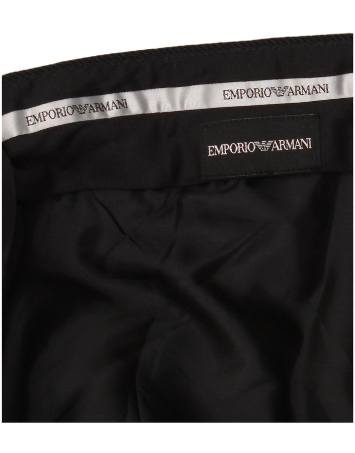 EMPORIO ARMANI Mens Straight Suit Trousers W36 L32 Black Pinstripe
