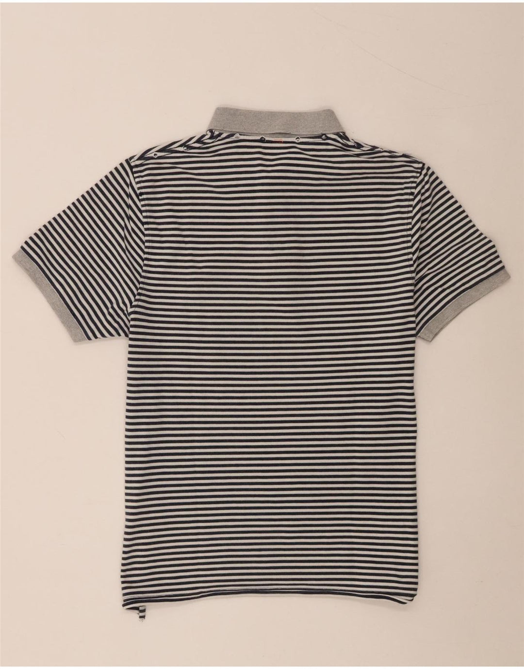 Sun68 Mens Polo Shirt Large Grey Pinstripe Cotton