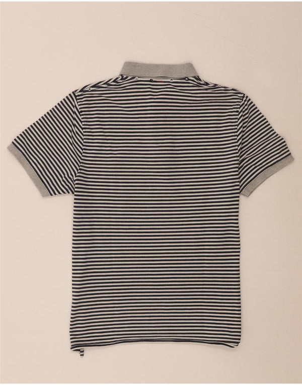 Sun68 Mens Polo Shirt Large Grey Pinstripe Cotton