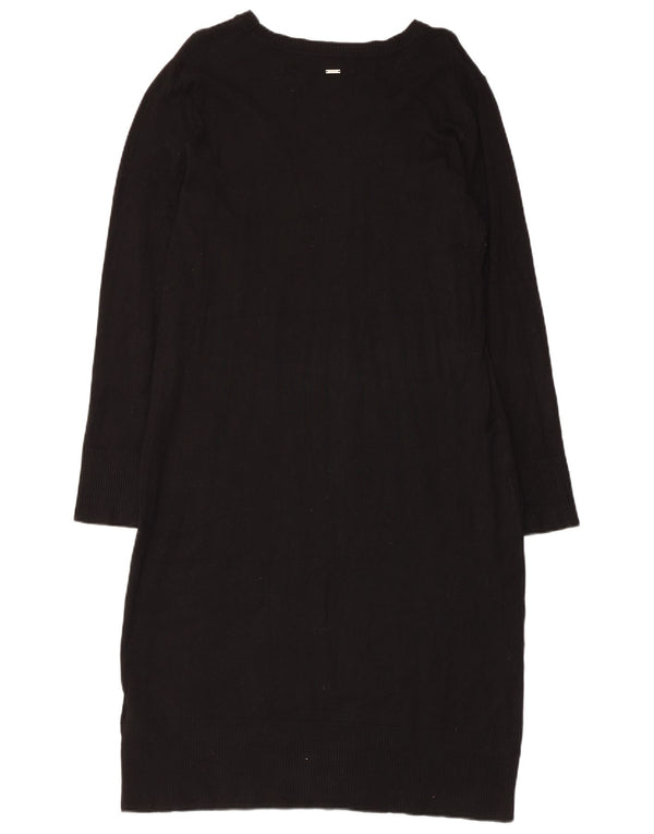 Dkny Womens Graphic Long Sleeve Jumper Dress UK 12 Medium Black Viscose