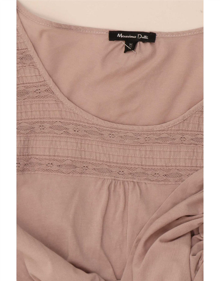 Massimo Dutti Womens Top 3/4 Sleeve UK 12 Medium Pink