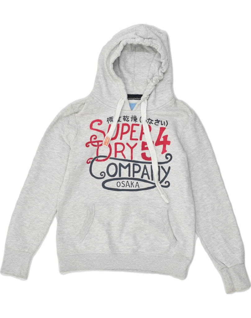 SUPERDRY Womens Graphic Hoodie Jumper UK 14 Large Grey Cotton | Vintage Superdry | Thrift | Second-Hand Superdry | Used Clothing | Messina Hembry 