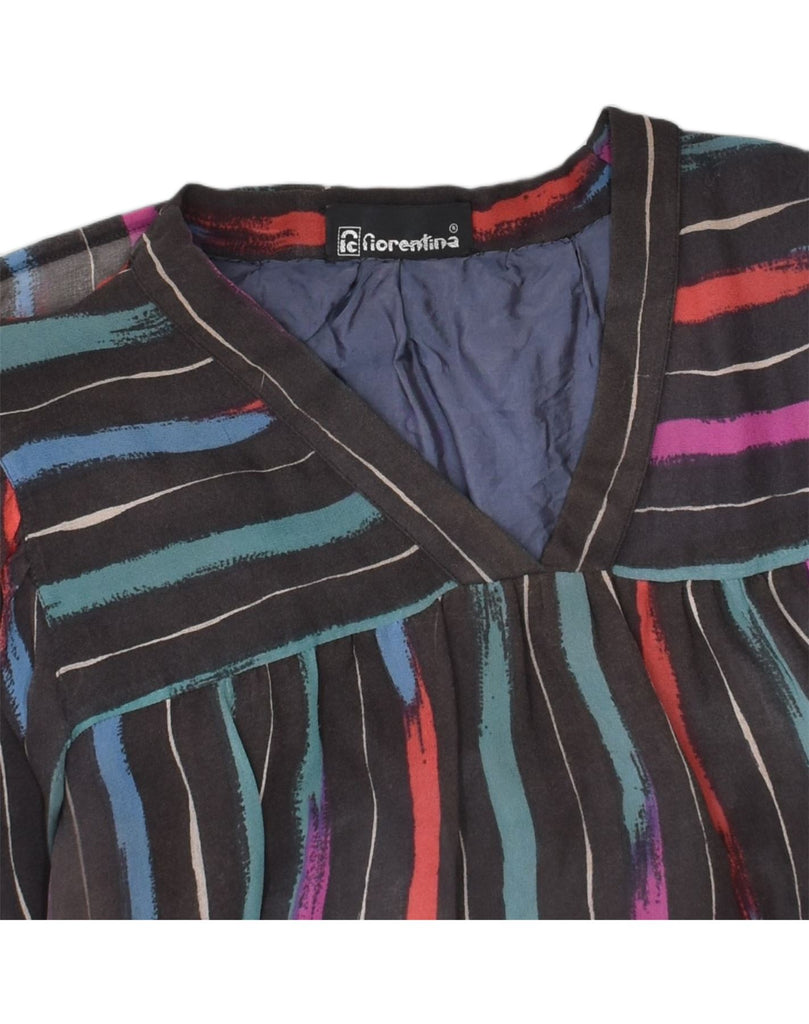 VINTAGE Womens Blouse Top UK 14 Large Multicoloured Striped Viscose | Vintage Vintage | Thrift | Second-Hand Vintage | Used Clothing | Messina Hembry 