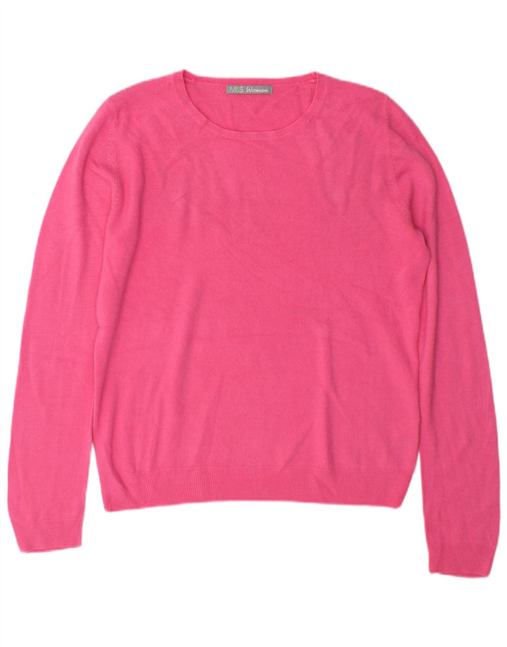 Marks & Spencer Womens Crew Neck Jumper Sweater UK 12 Medium Pink