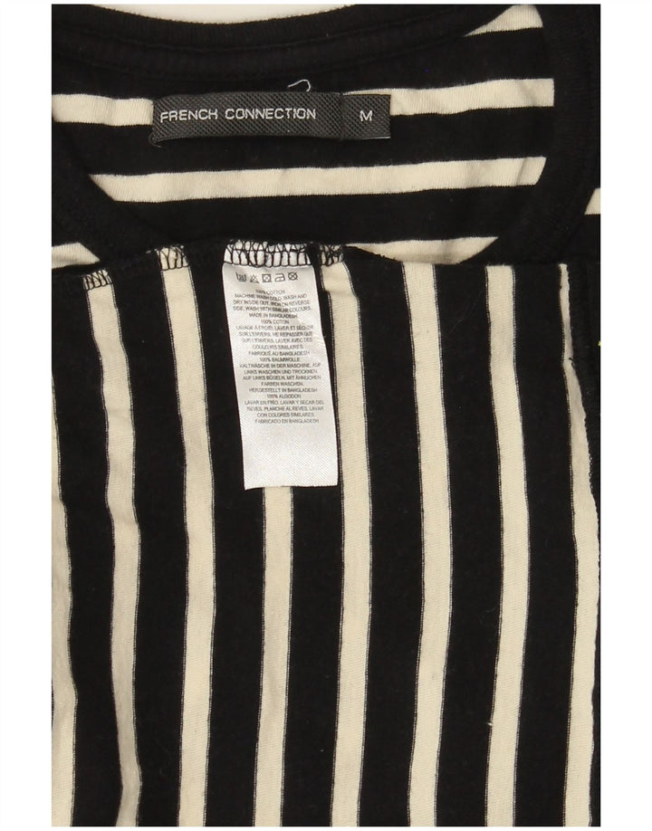 French Connection Mens T-Shirt Top Medium Black Striped Cotton