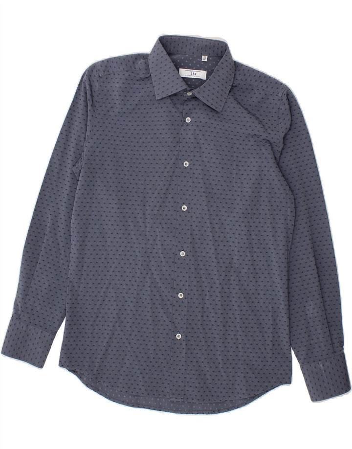 NAZARENO GABRIELLI Mens Shirt Size 15 3/4 40 Medium Blue Spotted Vintage Nazareno Gabrielli and Second-Hand Nazareno Gabrielli from Messina Hembry 