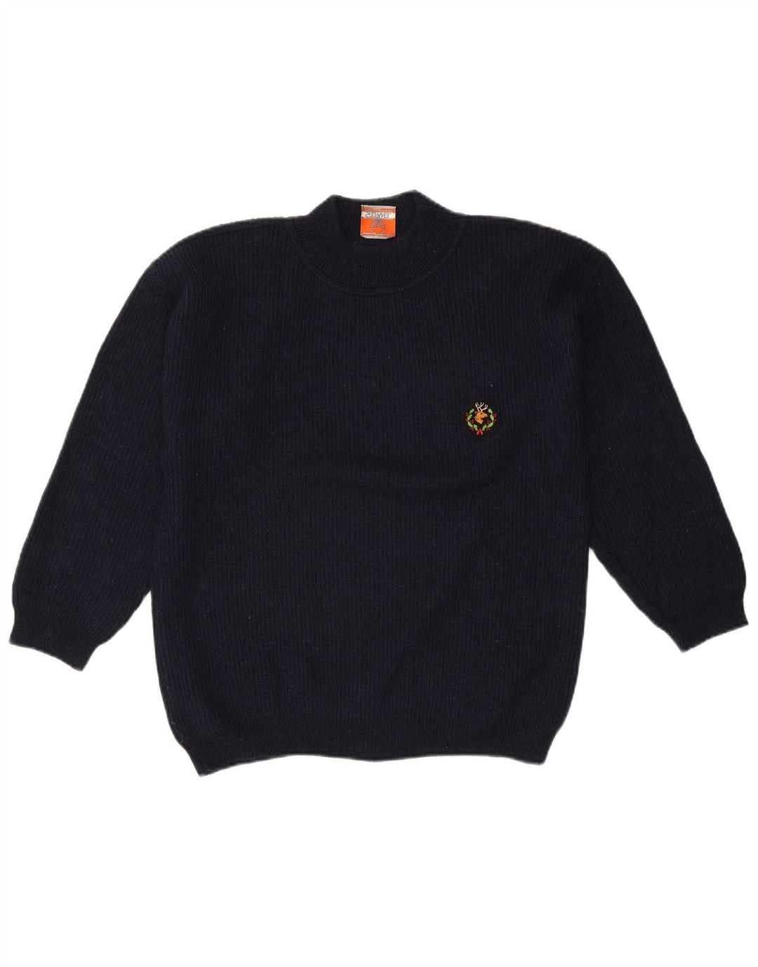 STEFANEL Mens Turtle Neck Jumper Sweater Small Navy Blue Wool