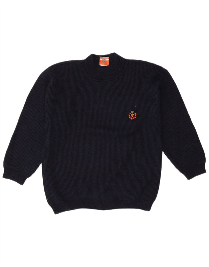 STEFANEL Mens Turtle Neck Jumper Sweater Small Navy Blue Wool
