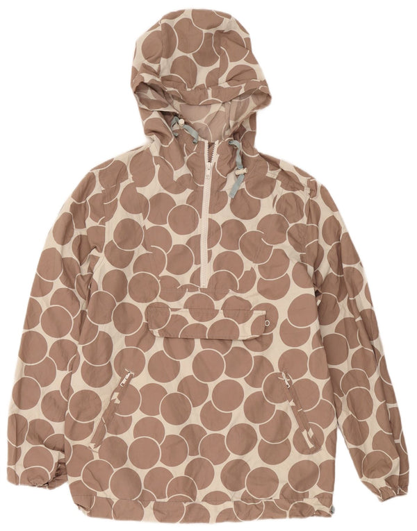 Boden Womens Hooded Pullover Rain Jacket UK 12 Medium Brown Geometric