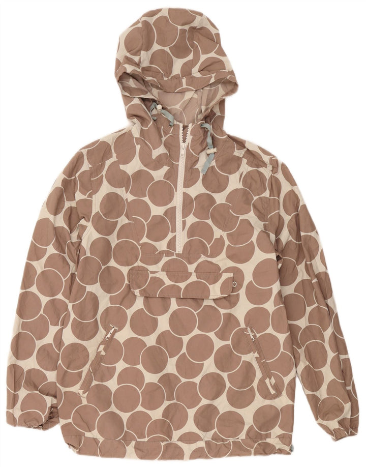 Boden Womens Hooded Pullover Rain Jacket UK 12 Medium Brown Geometric
