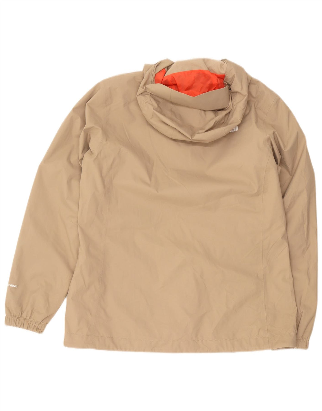 The North Face Womens Hooded Rain Jacket UK 14 Large Beige Polyester