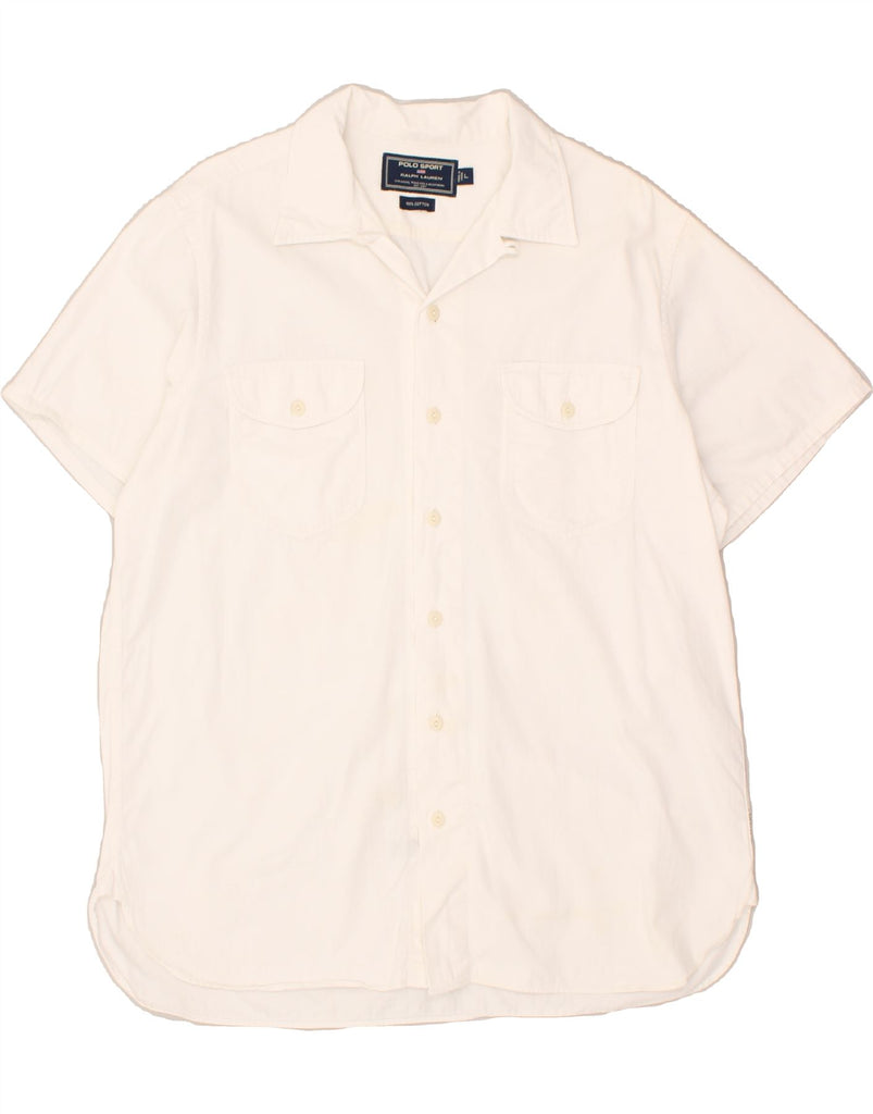 POLO RALPH LAUREN Mens Short Sleeve Shirt Large White Cotton | Vintage Polo Ralph Lauren | Thrift | Second-Hand Polo Ralph Lauren | Used Clothing | Messina Hembry 