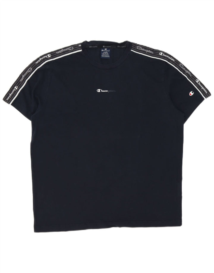 Champion Mens Graphic T-Shirt Top Large Navy Blue Cotton