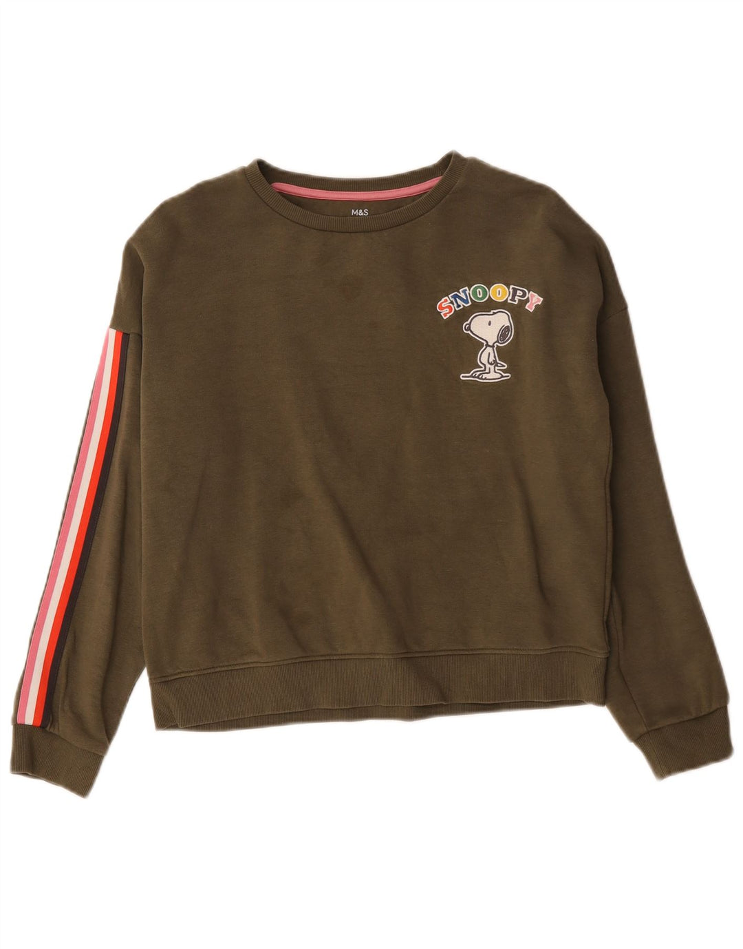 Marks & Spencer Girls Peanuts Sweatshirt Jumper 13-14 Years Khaki