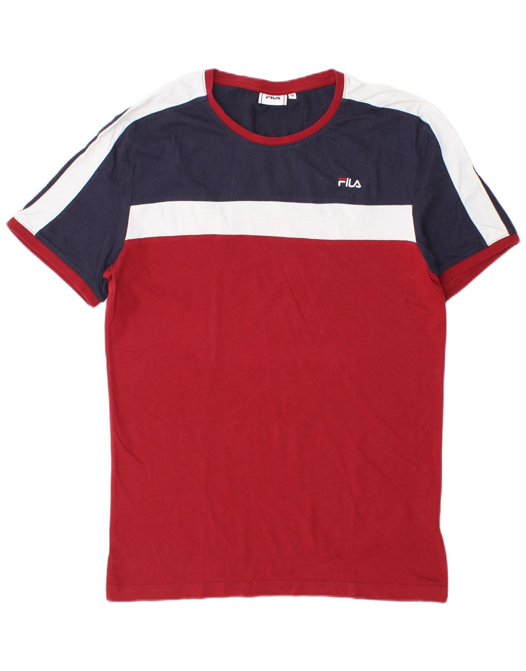 Fila Mens T-Shirt Top Medium Red Colourblock Cotton