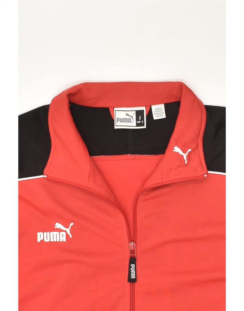 PUMA Mens Tracksuit Top Jacket Large Red Colourblock Polyester | Vintage Puma | Thrift | Second-Hand Puma | Used Clothing | Messina Hembry 
