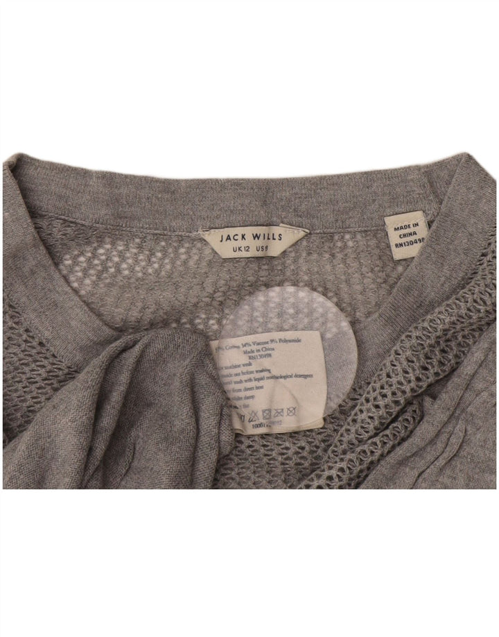 Jack Wills Womens Crew Neck Jumper Sweater UK 12 Medium Grey Cotton
