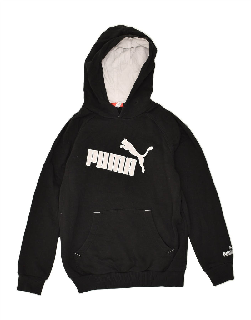 PUMA Boys Graphic Hoodie Jumper 11-12 Years Large Black Cotton | Vintage Puma | Thrift | Second-Hand Puma | Used Clothing | Messina Hembry 