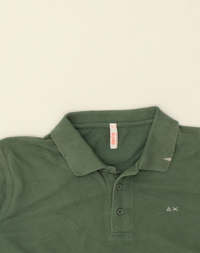 SUN68 Mens Polo Shirt Large Green Cotton | Vintage Sun68 | Thrift | Second-Hand Sun68 | Used Clothing | Messina Hembry 