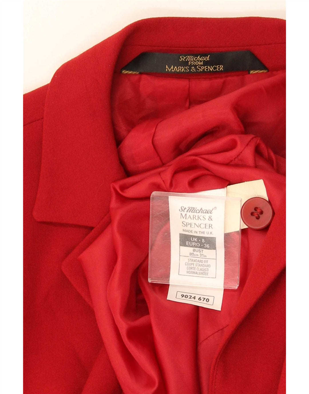 Marks & Spencer Womens St. Michael Longline Blazer Jacket UK 8 Small Red
