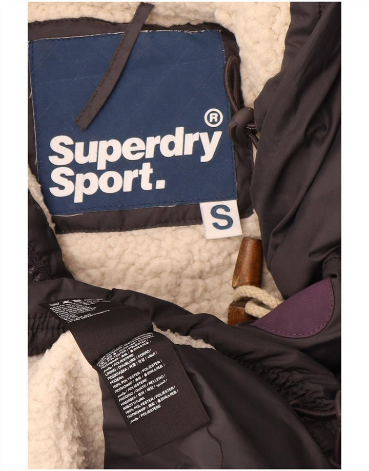 Superdry Mens Hooded Sherpa Padded Coat UK 10 Small Grey Polyester