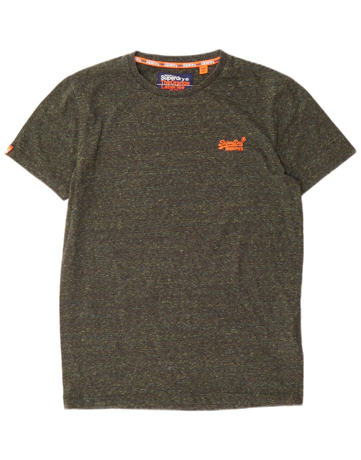 Superdry Mens T-Shirt Top Medium Khaki Flecked Cotton