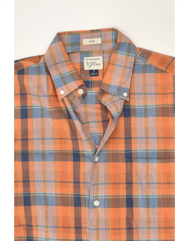 J. CREW Mens Slim Shirt Small Orange Check Cotton | Vintage J. Crew | Thrift | Second-Hand J. Crew | Used Clothing | Messina Hembry 