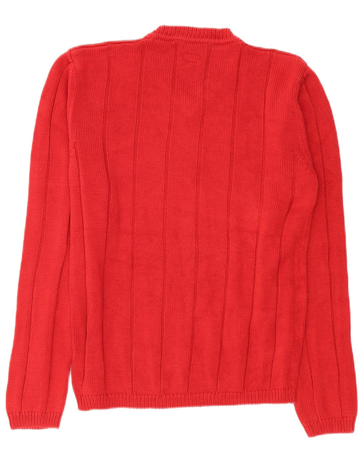 Armani Jeans Mens V-Neck Jumper Sweater Medium Red Cotton