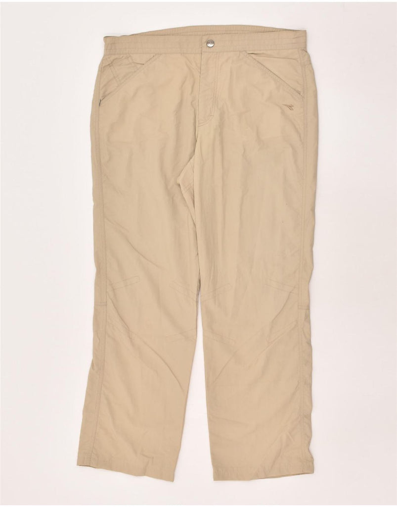 DIADORA Womens Straight Waterproof Trousers UK 14 Large W38 L29 Beige | Vintage Diadora | Thrift | Second-Hand Diadora | Used Clothing | Messina Hembry 