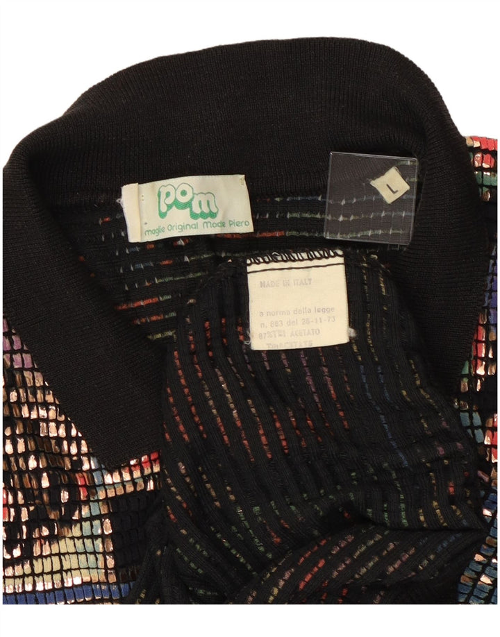 Vintage Womens Polo Neck Jumper Sweater UK 16 Large Multicoloured Acetate