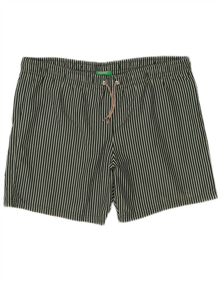 Benetton Mens Swimming Shorts Large  Green Striped