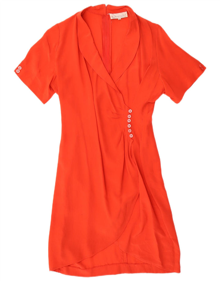 VINTAGE Womens Wrap Dress IT 44 Medium Orange Silk