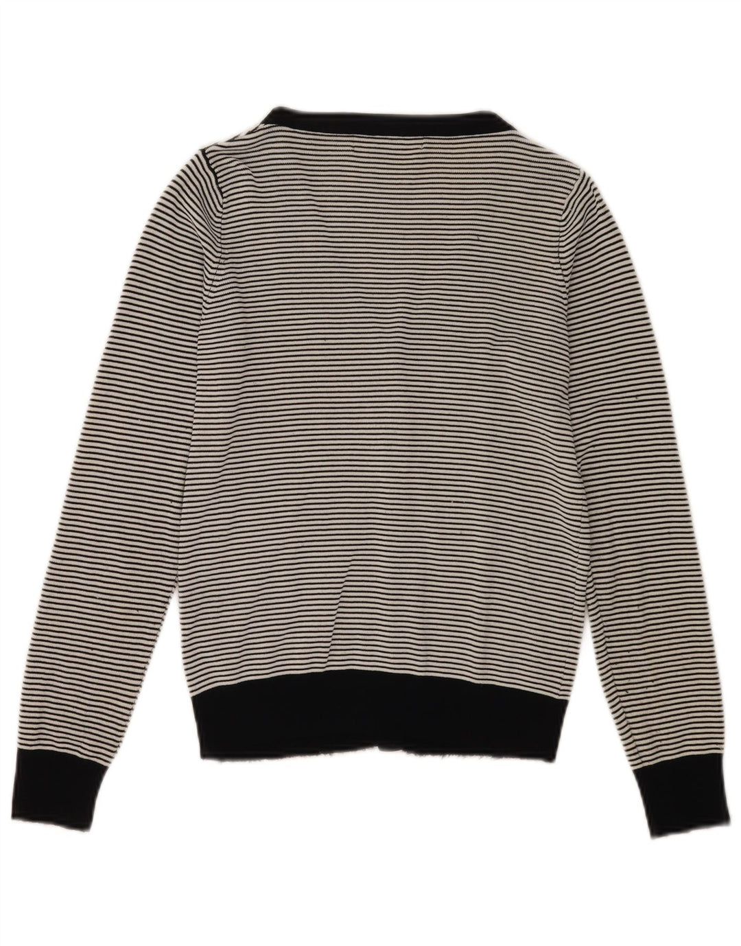 Zara Womens Cardigan Sweater UK 12 Medium Black Striped Rayon